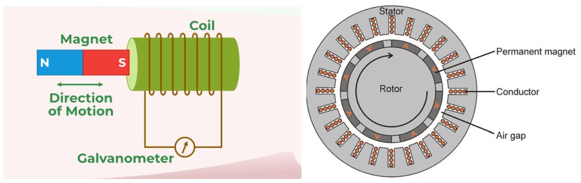 Magnet and Coil Motion & Cross-Section of Rotor and Stator